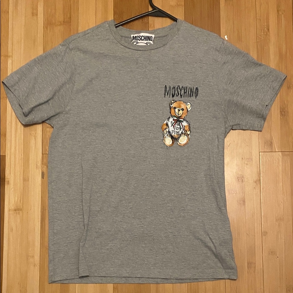 Moschino Light Gray T-Shirt with Bear Design